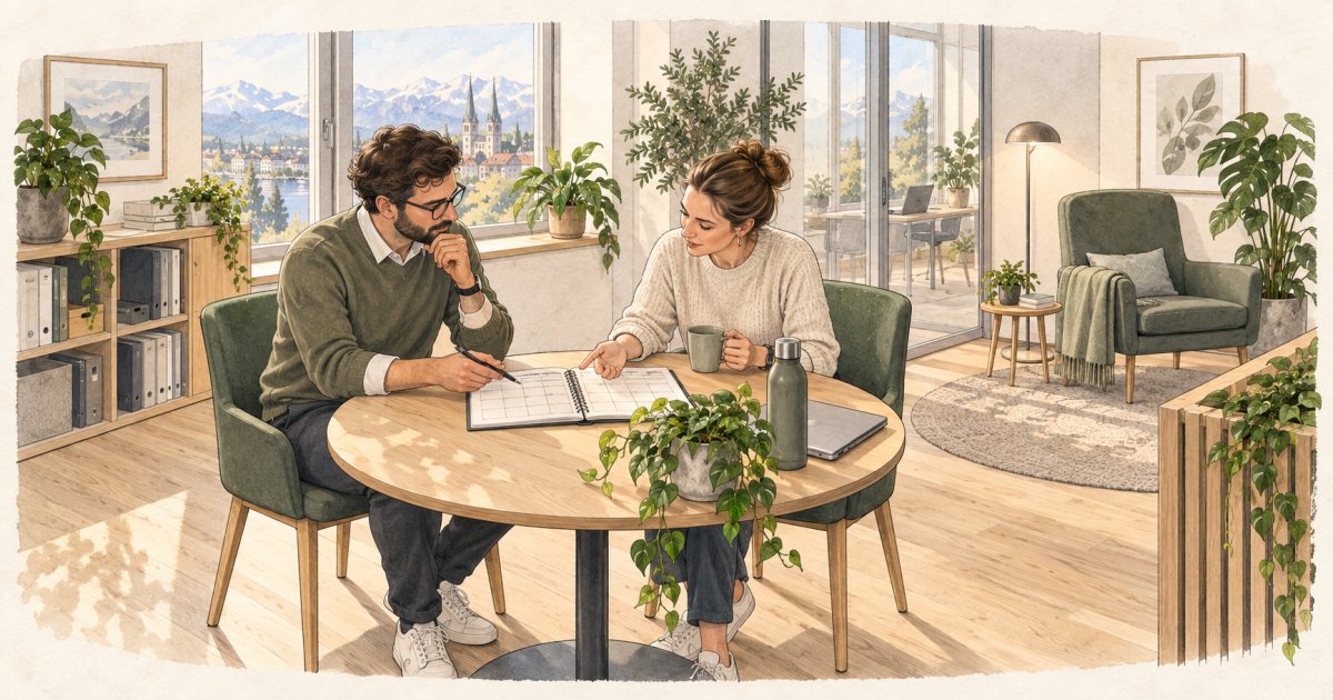 Zwei Personen klären im vertraulichen Gespräch eine betriebliche Anpassung.