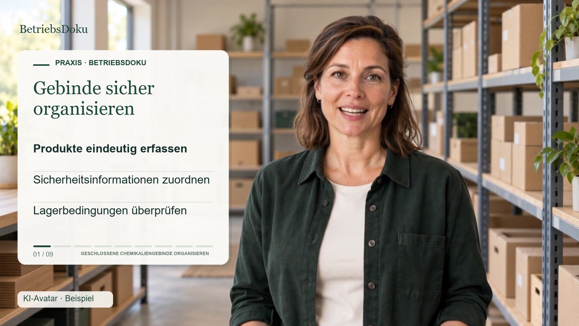 Geschlossene Chemikaliengebinde organisieren