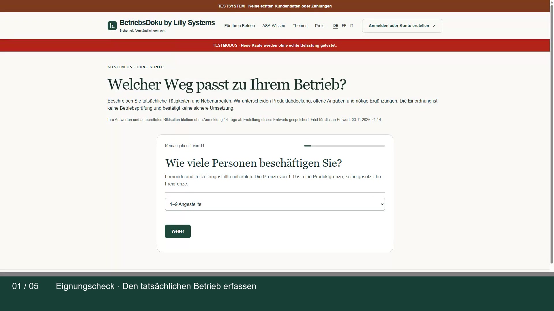 Den Eignungscheck und sein Ergebnis verstehen