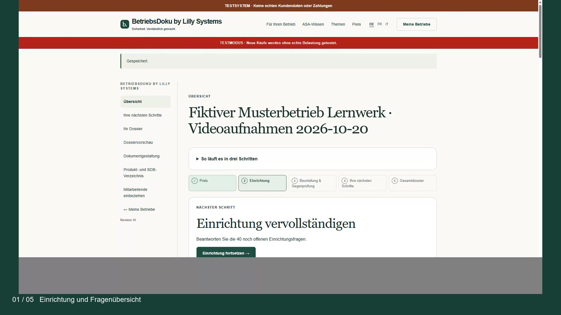 Den Bearbeitungsstand des Betriebs richtig erfassen