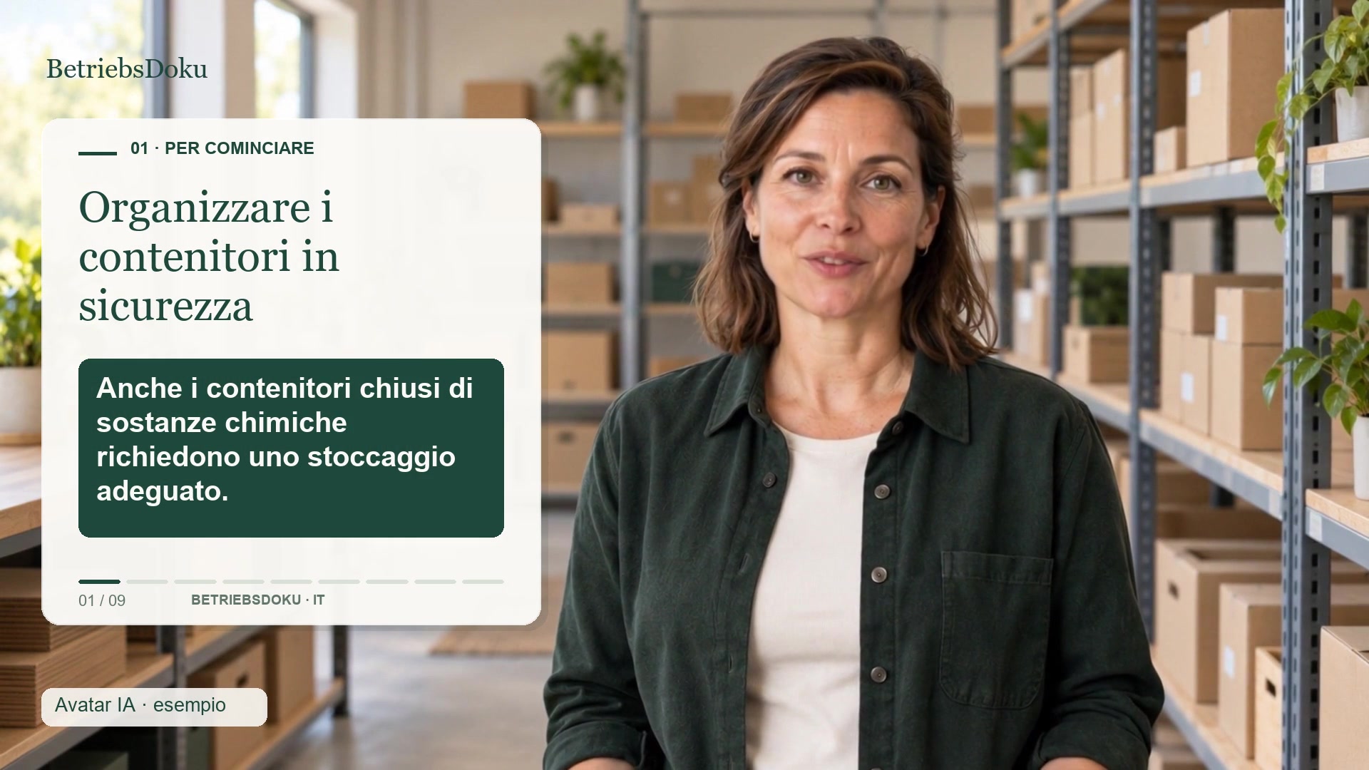 Organizzare i contenitori chiusi di prodotti chimici