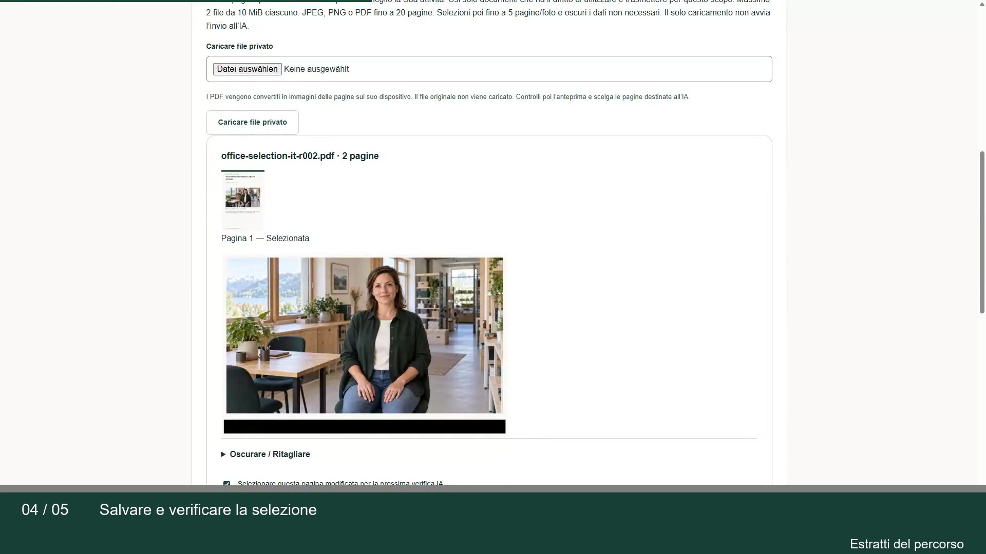 Selezionare e ripulire le pagine prima della verifica IA